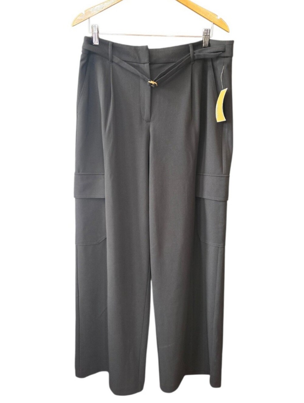 Michael Kors High Rise Wide Leg Black Trouser Cargo Pants 14